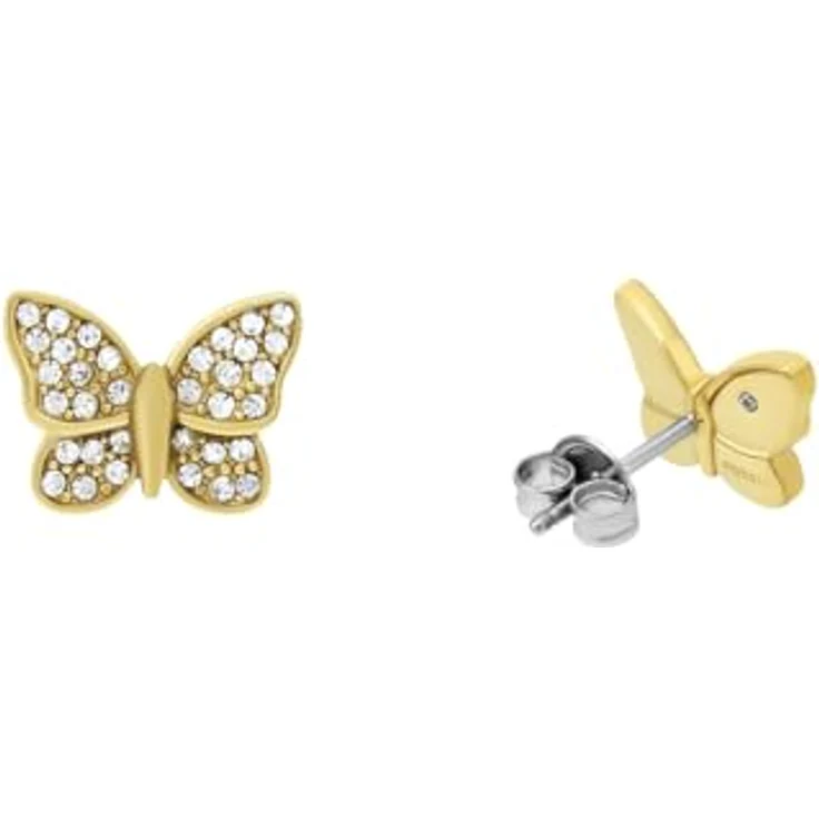 Fossil Damen Ohrringe, goldfarbene Edelstahl-Ohrringe mit Pfostenverschluss, poliert, 1.13 cm x 0.85 cm – Bild 4