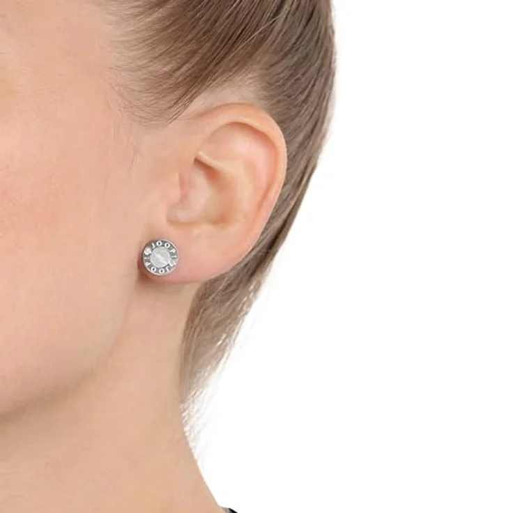 JOOP! Edelstahl Ohrstecker mit Perlmutt und 4 weißen Zirkonia, 10 mm, Weiß, in Schmuck Geschenk Box, 2039777 – Bild 2