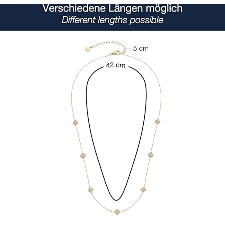 JEWELS BY LEONARDO Halskette Ciao Lisette, goldfarbener Edelstahl mit sieben blütenförmigen Zirkonia-Elementen, 42-47 cm, Geschenk für Frauen, 025744 – Bild 2