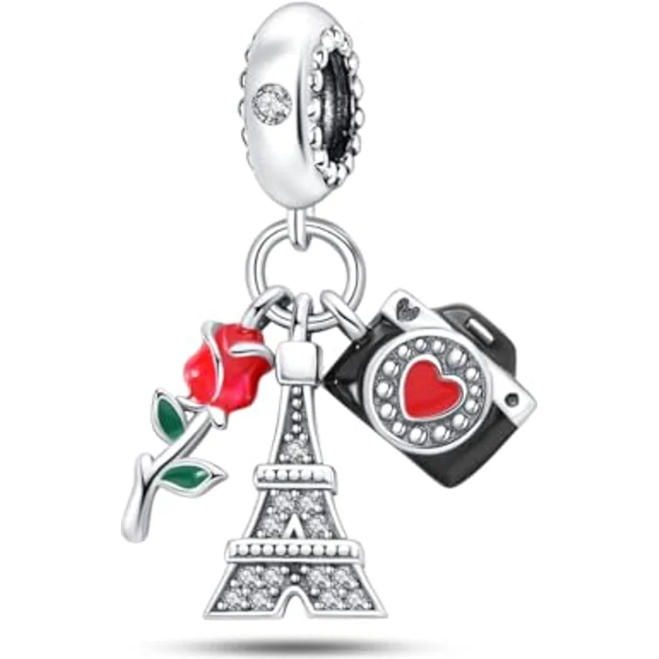HappyStar 925 Sterling Silber Charms, I LOVE MOM Dangle Anhänger für Pandora Armbänder, inkl. kostenlose Abstandsperle und Geschenktasche – Bild 1