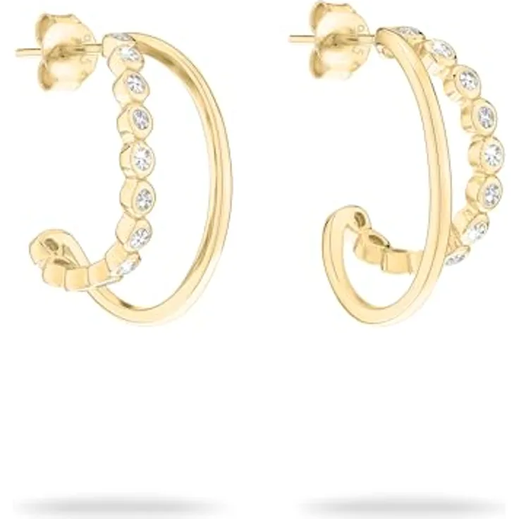 Tamaris Creole TJ-0610-E-21, Damen-Ohrringe aus 925er Silber IP Gold, 2,1 cm mit Steckverschluss, in Original Stoffbeutel