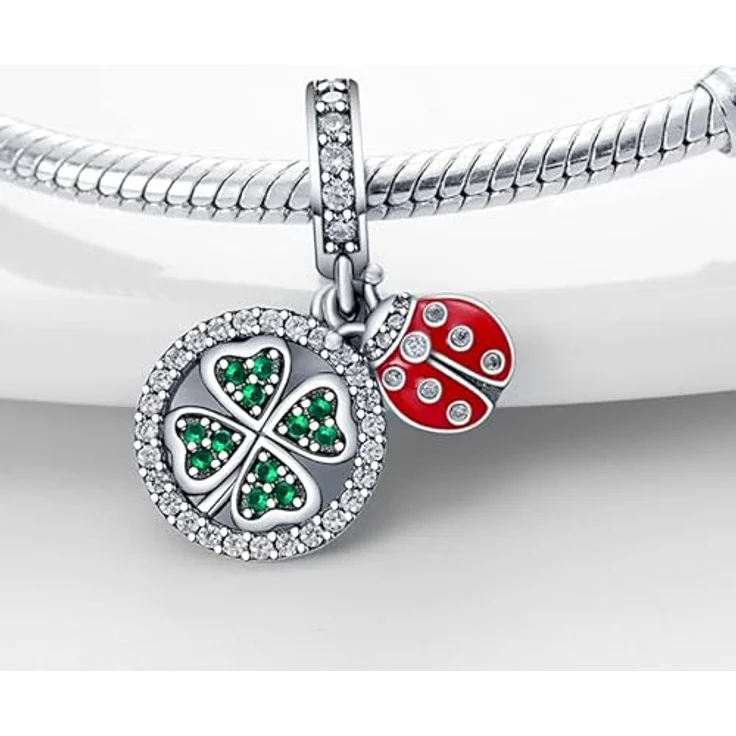 Pandach Charm Anhänger Damen, 925 Sterling Silber mit Zirkonia für Armband und Halskette, kompatibel mit europäischen Charms, C3 – Bild 2