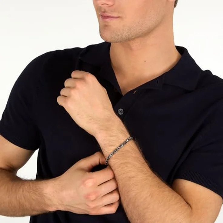 Maserati Herren-Armband Ceramic, Stahl und blaue Keramik, Kettenmodell mit Klickverschluss, 19 + 3 cm – Bild 4