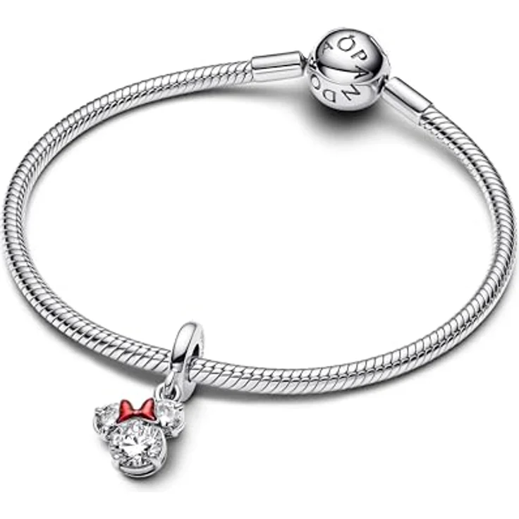 PANDORA Disney Minnie Maus Silhouette Charm-Anhänger, Sterling Silber mit Zirkonia und roter Emaille, kompatibel mit Moments Armbändern, 793533C01 – Bild 3