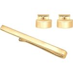 Kuzzoi Herren Manschettenknöpfe & Krawattennadel Set, vergoldet aus 925 Sterling Silber, eckig, 6 x 13 mm, elegantes Accessoire für besondere Anlässe