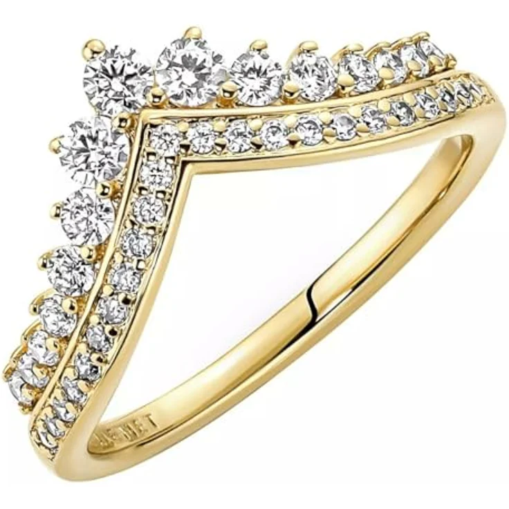 Pandora Damenring Wish Tiara 167736C01, goldfarben, funkelnd mit Zirkonias, aus der Timeless Kollektion, Größe 58/18,5 – Bild 2