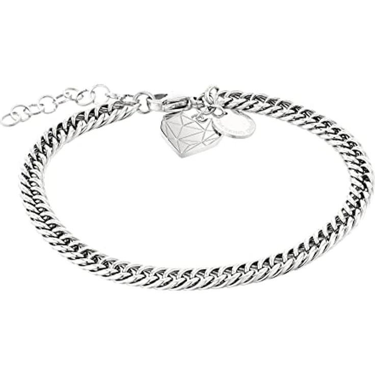 LIEBESKIND Armband Broken Heart, Edelstahl mit Herzanhänger und Panzerkette, 21 cm – Bild 1