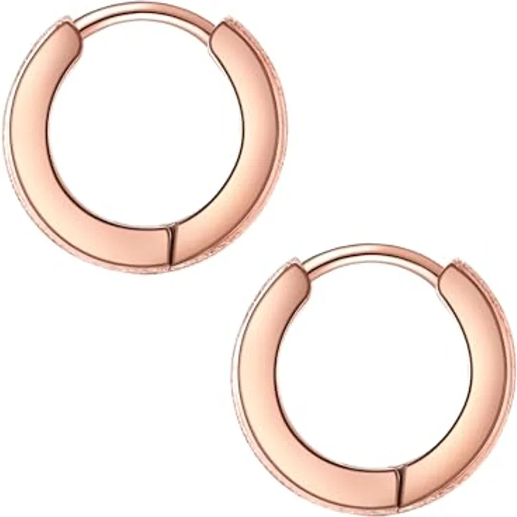 Eastside Damen Creolen, Edelstahl roségold, Klappverschluss, 12,9 mm Durchmesser, in Schmuckbox – Bild 2