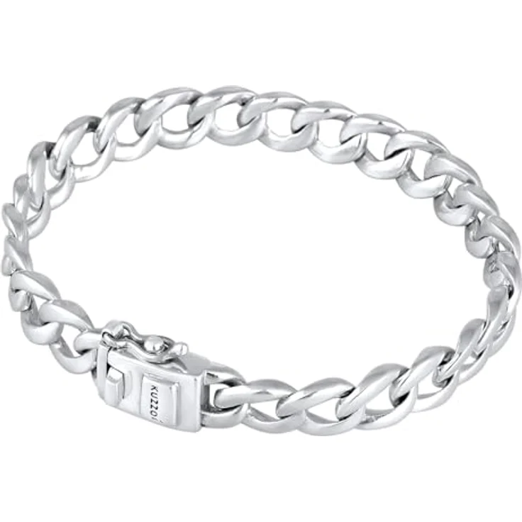 Kuzzoi Buddha Panzer Armband, handgefertigt aus 925er Sterling Silber, massives Gliederarmband (8 mm), Kastenschloss, Länge 19 cm – Bild 2