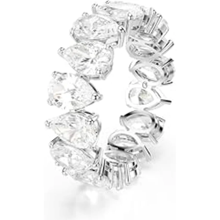 Swarovski Matrix Vittore Ring, Weißer Damenring mit Silberfarbenem Finish und Weißen Kristallen im Tropfenschliff, Größe: 60 – Bild 2