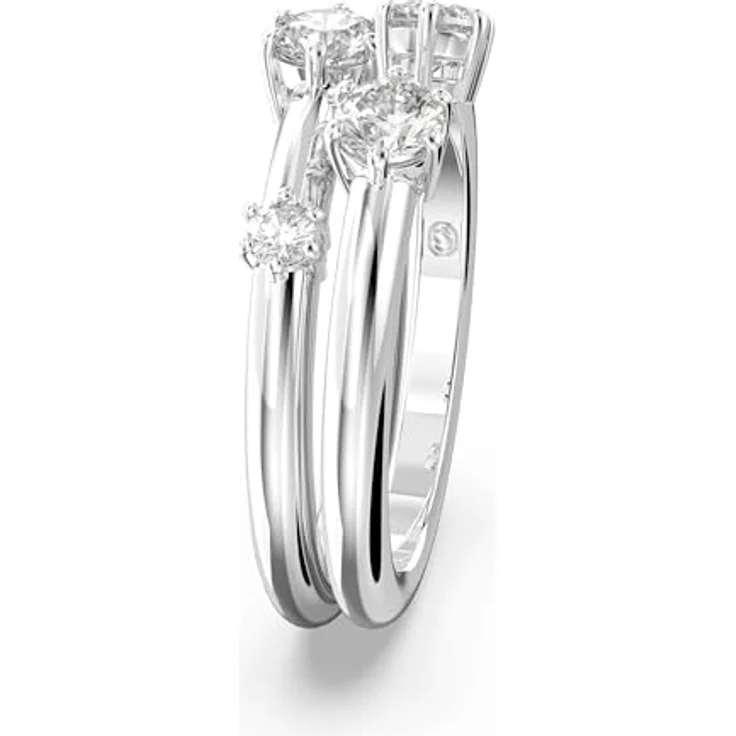 Swarovski Constella Ring-Set, Zwei Rhodinierte Damenringe mit Weißen Swarovski Kristallen – Bild 3
