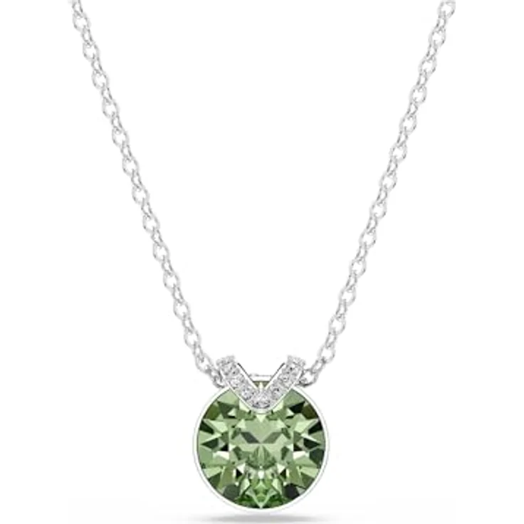 Swarovski Bella V Kettenanhänger, Rundschliff, Grüner Kristall mit Goldlegierungsschicht, Elegante Pavé-Akzente – Bild 1