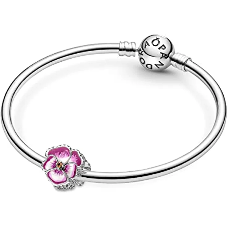 Pandora 790777C01 Charm, Silber mit pinkfarbenem Stiefmütterchen, 925 Sterlingsilber, Emaille und Zirkonia – Bild 5