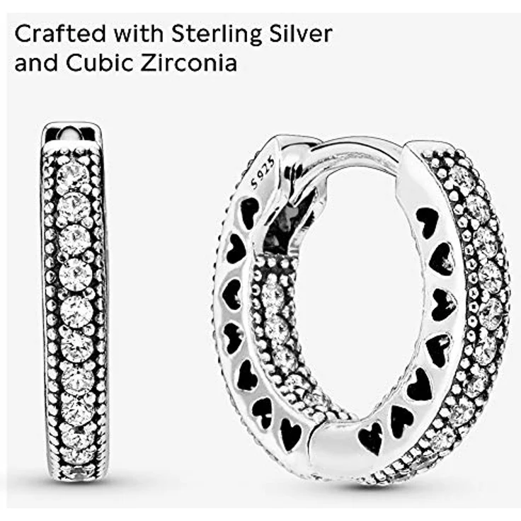 Pandora Creolen Signature 296317CZ, 925er Silber mit Zirkonia-Besatz, 1,3 cm Länge – Bild 3