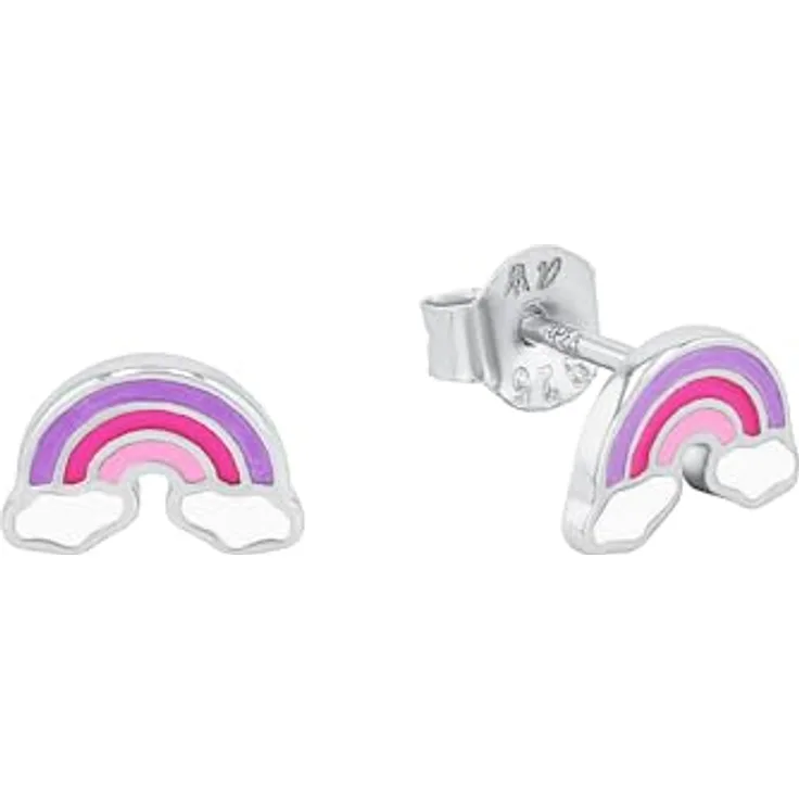 Prinzessin Lillifee Paar Ohrstecker Regenbogen, mit Emaille, 925 Sterling Silber, 8 mm