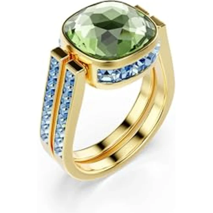 Swarovski Chroma Ring, Kissenschliff, Mehrfarbig mit Goldlegierungsschicht, grüner und pinkfarbener Swarovski ReCreated Crystal – Bild 3