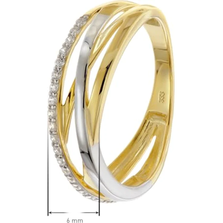 trendor Damenring Gold 333/8K Bicolor, mit Zirkonias, 6 mm, Ringgröße 54/17,2, ideal als Geschenk – Bild 5