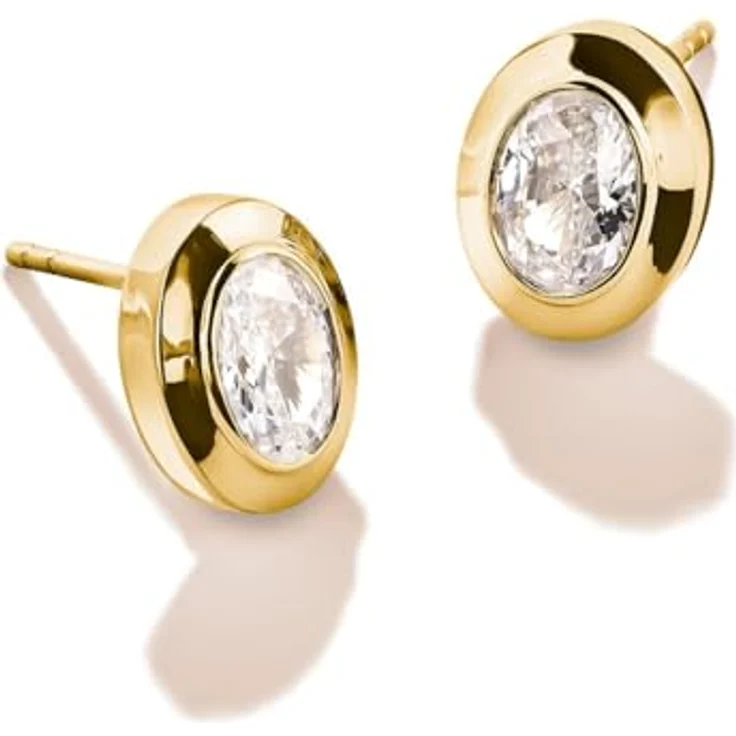 Thomas Sabo Damen-Ohrstecker, Gold, 925er Silber mit ovalem Zirkonia, sicherer Steckverschluss – Bild 2