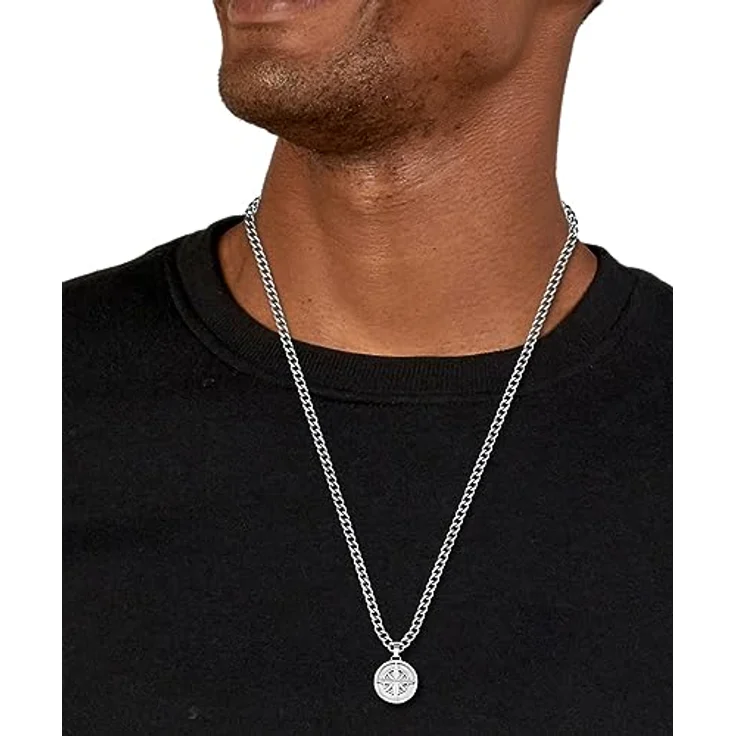 BOSS Jewelry Halskette Herren Kollektion NORTH, Edelstahl, 61 cm, Karabinerverschluss, Kompass-Tattoo inspiriert – Bild 3