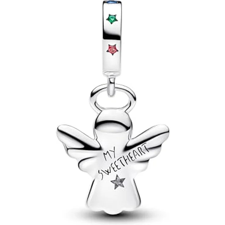 PANDORA Moments Lebkuchen-Engel Charm-Anhänger, Sterling-Silber mit Zirkonia und künstlichem Kristall, Gravur „MY SWEETHEART“, kompatibel mit ME und Moments, 794247C01 – Bild 2