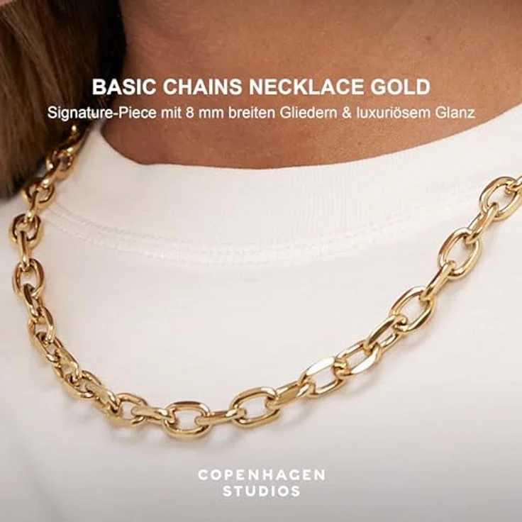 Copenhagen STUDIOS Basic Chunky Necklace - gold - Halskette aus 14K vergoldetem Edelstahl, verstellbar bis 50 cm, wasserfest & hautfreundlich – Bild 2