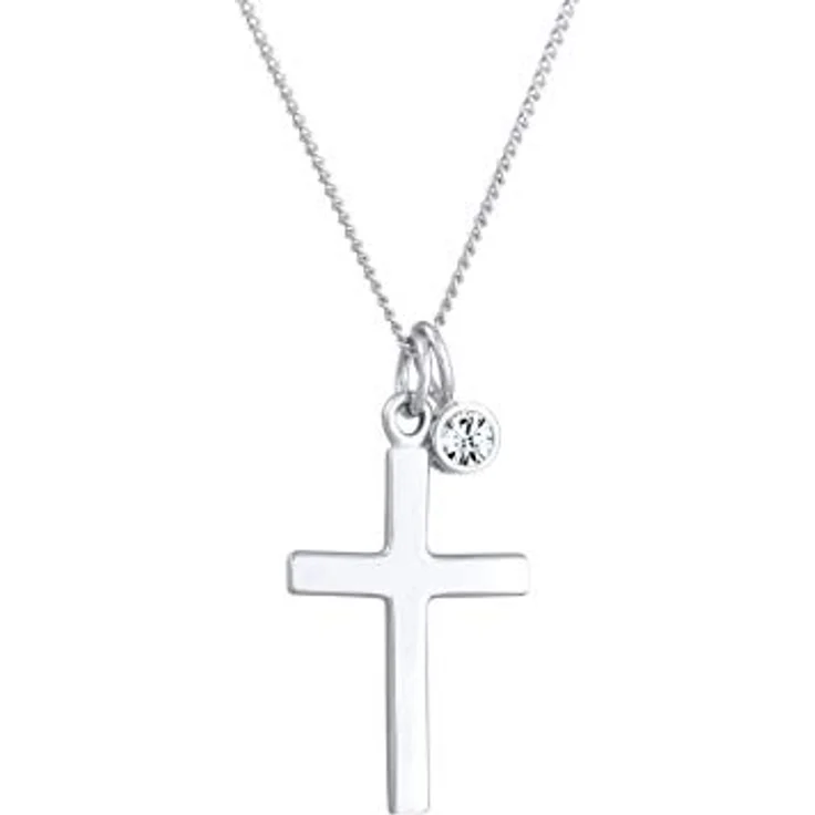 Elli Halskette Damen Kreuz Anhänger, 925 Sterling Silber mit Swarovski Kristall, zeitloses Design – Bild 1