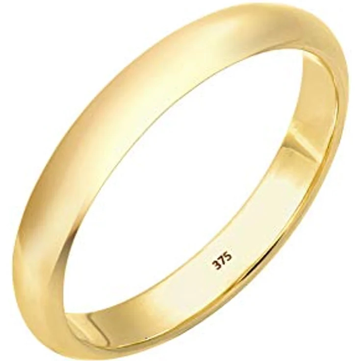 Elli PREMIUM Ring Damen Ehering Klassisch aus 375 Gelbgold, handgefertigt, anlaufgeschützt, hochglanzpoliert – Bild 1