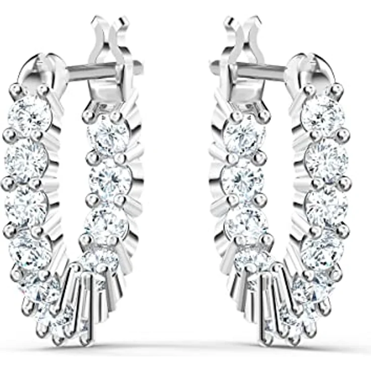 Swarovski Matrix Vittore Kreolen, Weiss, rhodiniert mit funkelnden Elementen für Damen – Bild 2
