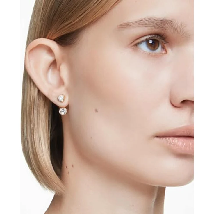 Swarovski 5705461 Ohrstecker, vergoldete Bernstein-Ohrringe mit Zirkonia im Billionen- und Achteckschliff, asymmetrisches Design – Bild 5