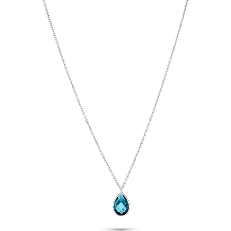 CHRIST Damen-Kette 375er Weißgold mit Topas, 45 cm lang, schlichtes Collier in Weißgold