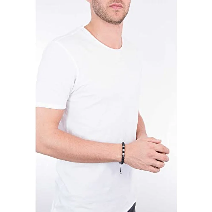 Diesel Armband DX1101040, Herren Perlenarmband aus schwarzem Halbedelstein, 16,5 cm-25 cm, Edelstahl, Zugverschluss, in Geschenkbox – Bild 4