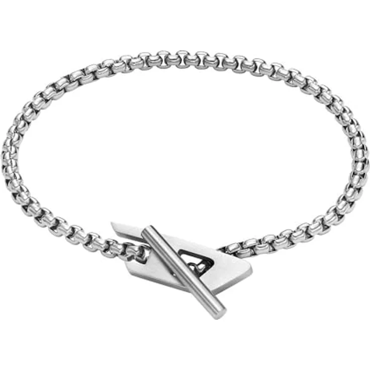 Diesel Herren-Gliederarmband Edelstahl, DX1476040, silberfarben, gebürstetes Finish, Knebelverschluss – Bild 1