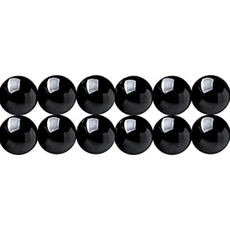 SKYBEADS Natürliche Edelstein Perlen Echte Schwarze Turmalin Perlen 8mm Rund, 38cm Strang mit ca. 46 Stück für Schmuckherstellung – Bild 1