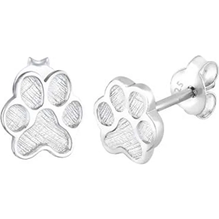 Elli Ohrringe Damen Pfoten Abdruck Hund Katze, 925 Sterling Silber, handgefertigt, anlaufgeschützt