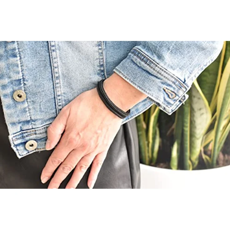 Galeara Noa Premio, Segeltau Armband geflochten mit Magnetverschluss, Schwarz-Gold, 185 mm – Bild 3