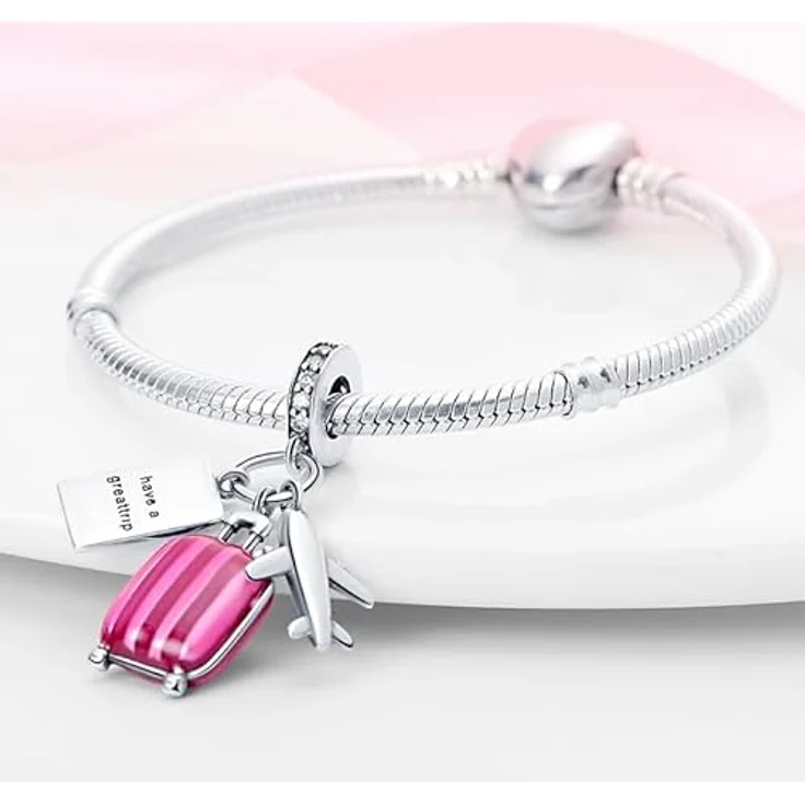 TINSLO Charm Anhänger Damen 925 Sterling Silber mit Zirkonia-Steinen, kompatibel mit Pandora Armbänder und Halsketten, ideal als Geschenk für Frauen und Mädchen – Bild 3