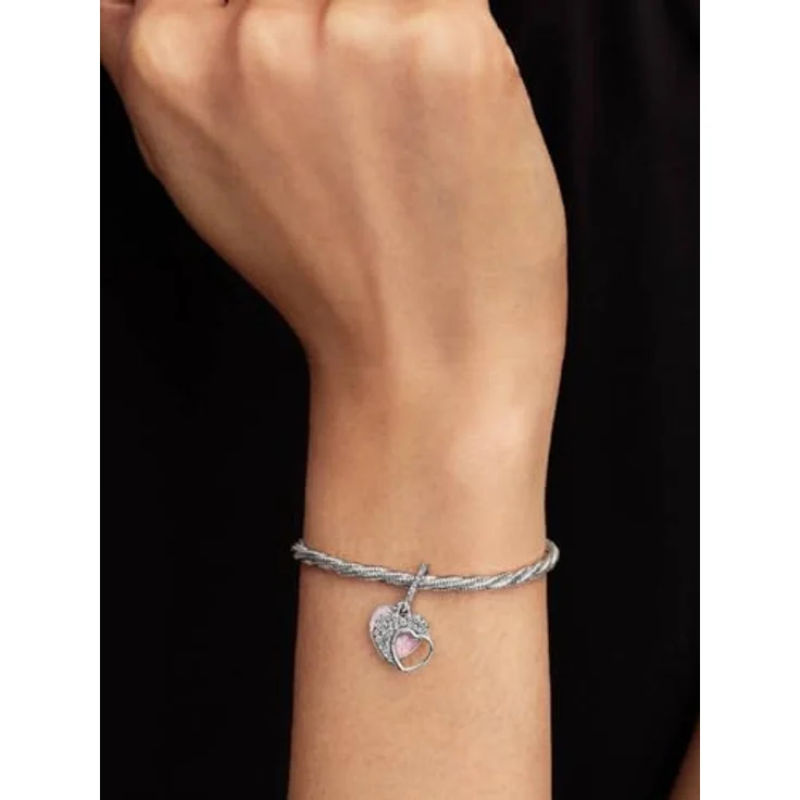PANDORA Charm Beautiful Mother Doppelter Herz Anhänger in 925 Sterling Silber mit Cubic Zirkonia und Opal Optik, Gravur "To my Beautiful Mother", kompatibel mit Moments ME, 794456C01 – Bild 4