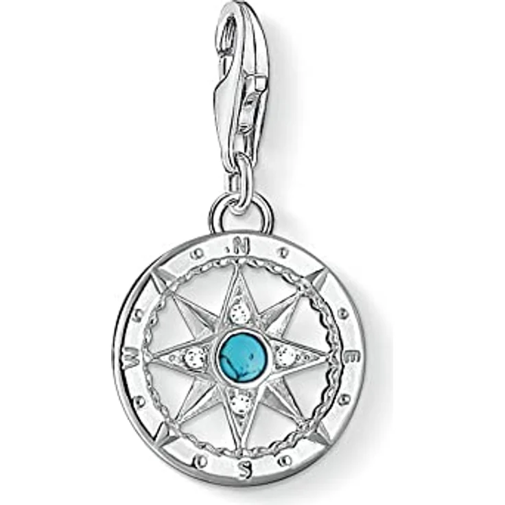 Thomas Sabo Damen Charm-Anhänger Kompass, 925 Sterling Silber, vielseitig kombinierbar für Charm-Armbänder und Ketten – Bild 1