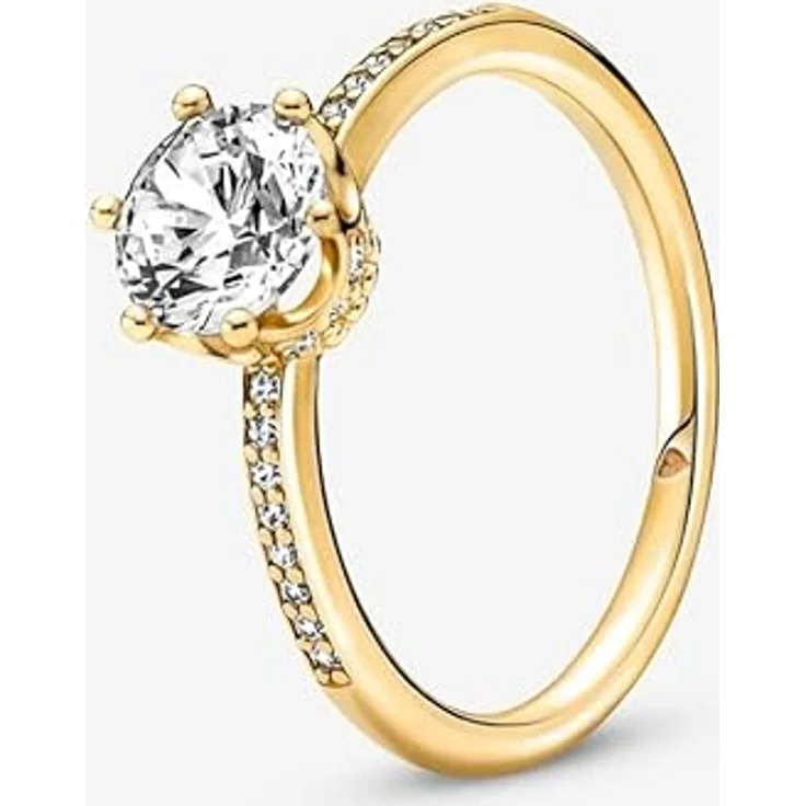 Pandora 168289C01 Damenring, Funkelnde Krone, goldfarben, mit Zirkonia, Breite Ringkopf 8 mm, Größe 52/16,6 – Bild 2