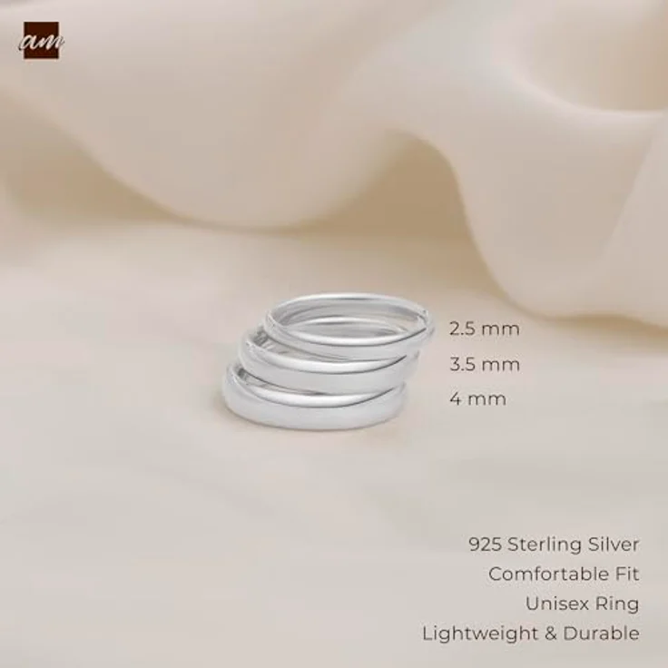 Amberta Hochzeitsringe 925 Sterling Silber, Eheringe für Paare mit Gelbgold- oder Roségold-Beschichtung, 3.5 mm, Ringgröße 48.7 – Bild 5