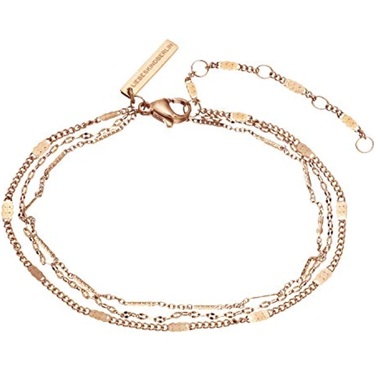 LIEBESKIND Berlin Armband aus Edelstahl, verstellbar von 17-22 cm, roségold, Kettenmix in Layering Optik – Bild 1