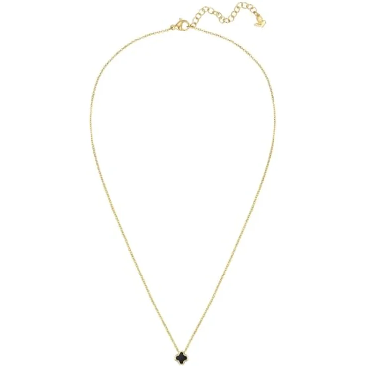 GLANZSTÜCKE MÜNCHEN Damen Halskette mit Kleeblatt, gelbvergoldeter Edelstahl, 40 cm plus 5 cm Verlängerung, eleganter Look – Bild 2