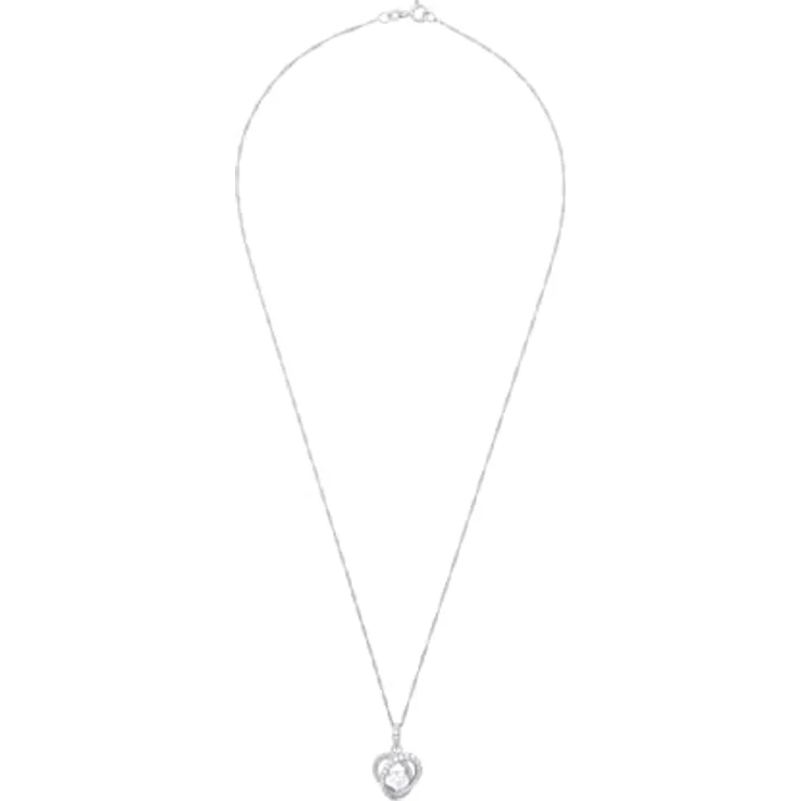 Amor Kette mit Herz-Anhänger aus 925 Sterling Silber, Zirkonia synth., 45 cm, weiß, in Geschenkbox – Bild 2