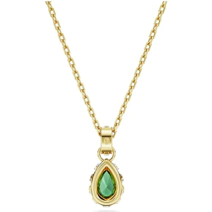 Swarovski Chroma Halskette, Grüne und Vergoldete Damenhalskette mit Strahlendem Tropfen-Anhänger und Klaren Kristallen – Bild 5
