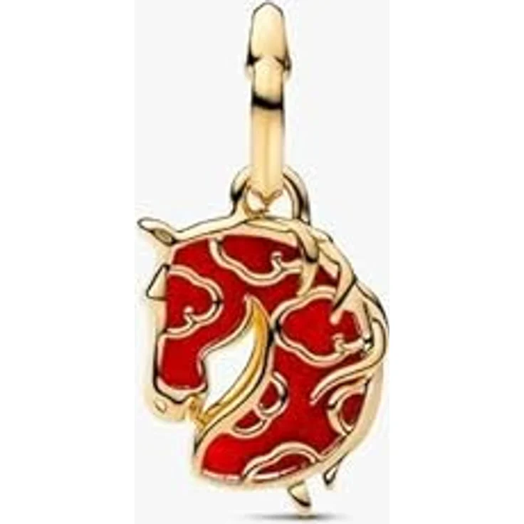 PANDORA Charm-Anhänger Rotes Feuer-Pferd, goldfarbenes Pferdemotiv – Bild 3