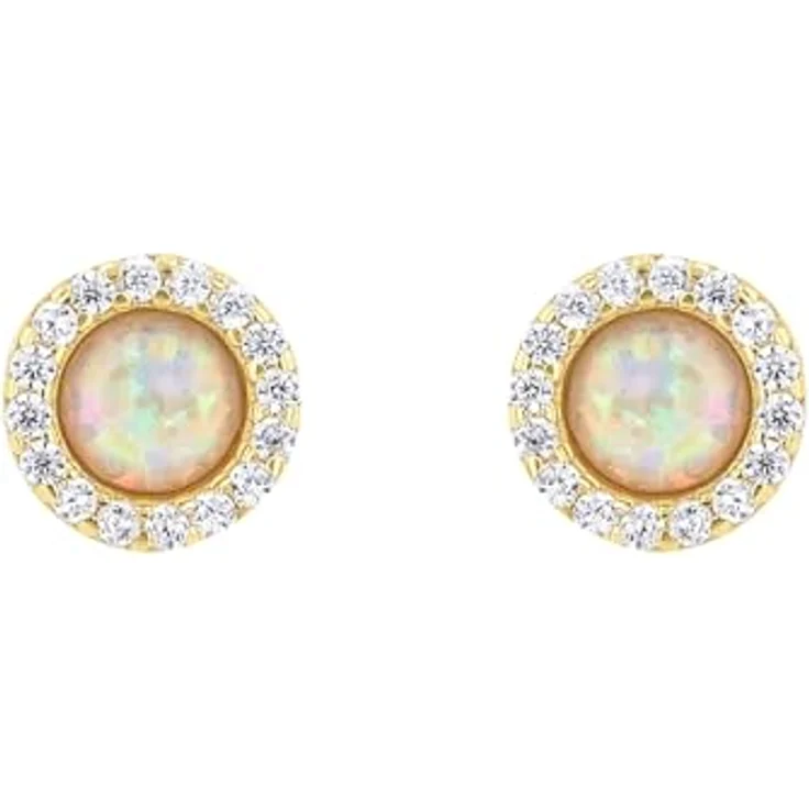 Amor Paar Ohrstecker Golden Opal, 925 Sterling Silber mit Opal und Zirkonia, 6,5 mm – Bild 4