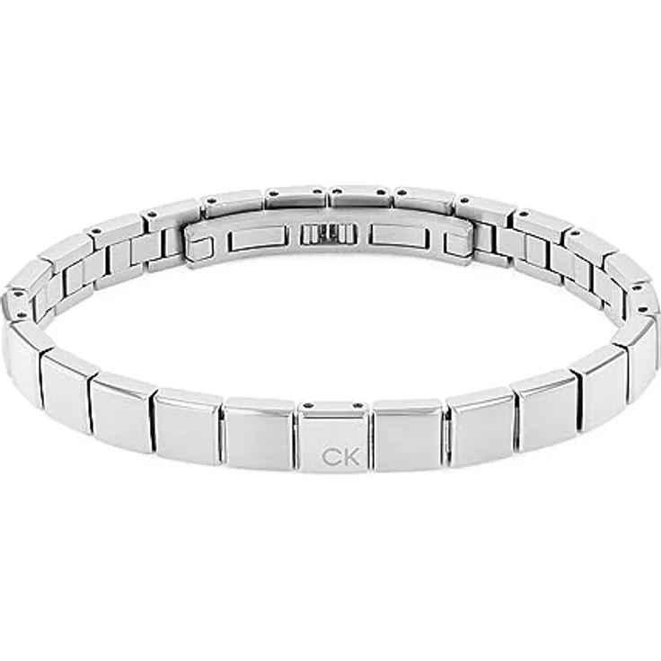 Calvin Klein MINIMALISTIC SQUARES, Herren-Armband aus Edelstahl mit Knebelverschluss, 19,5 cm, graviertes CK Logo