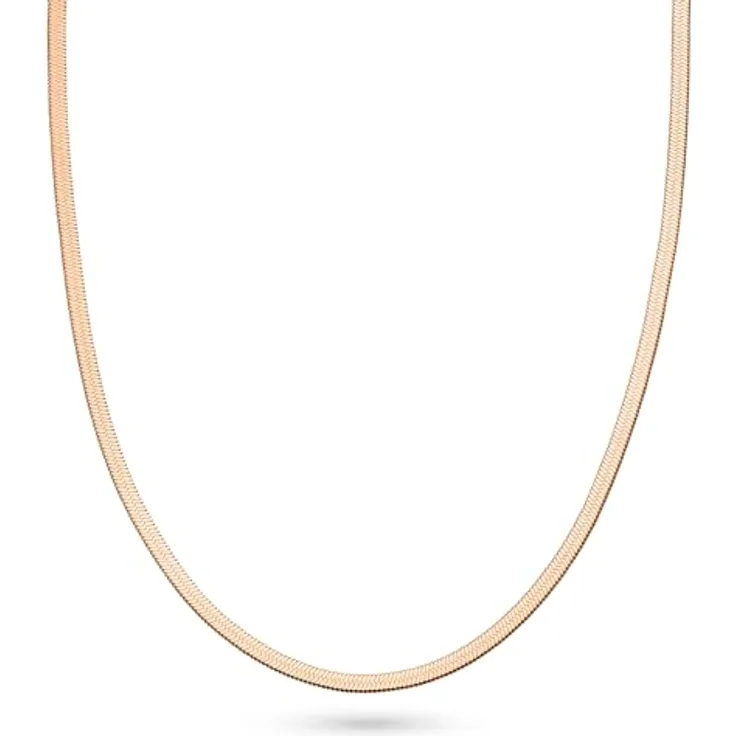 s.Oliver Necklace - Elegante Schlangenkette aus poliertem Edelstahl in IP Roségold, 45 cm, wasserfest & hautfreundlich