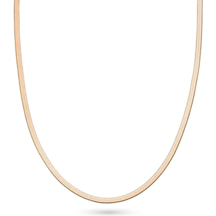 s.Oliver Necklace - Elegante Schlangenkette aus poliertem Edelstahl in IP Roségold, 45 cm, wasserfest & hautfreundlich – Bild 1
