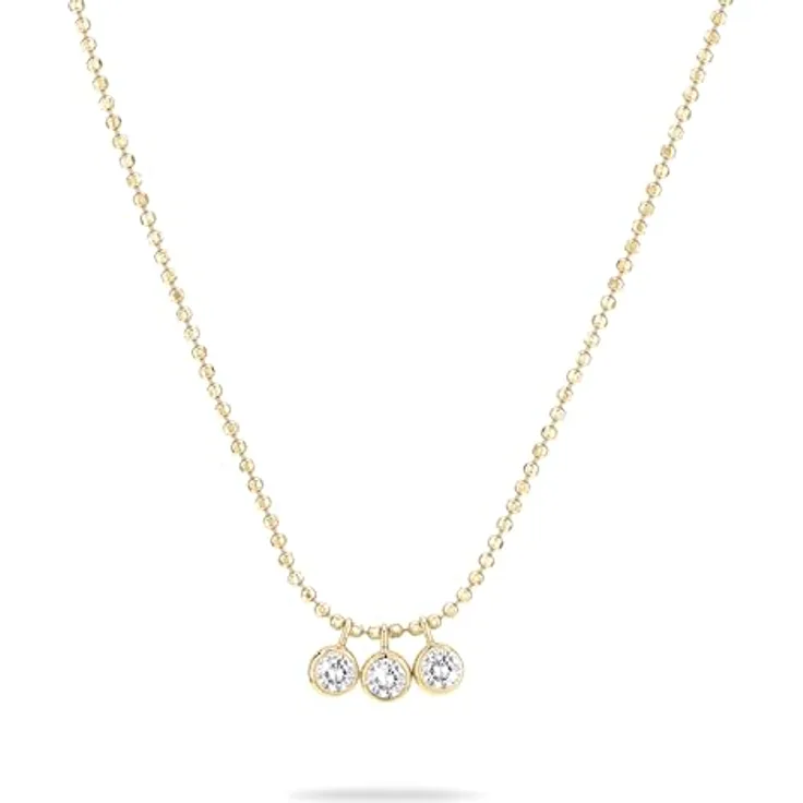 Tamaris Halskette TJ-0604-N-45, 925er Silber IP Gold mit drei runden Steinen, 45 cm
